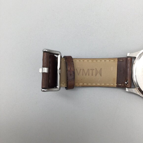 MVMT Watch Men 40mm Silver Tone Brown Leather Band New Battery - Picture 11 of 16